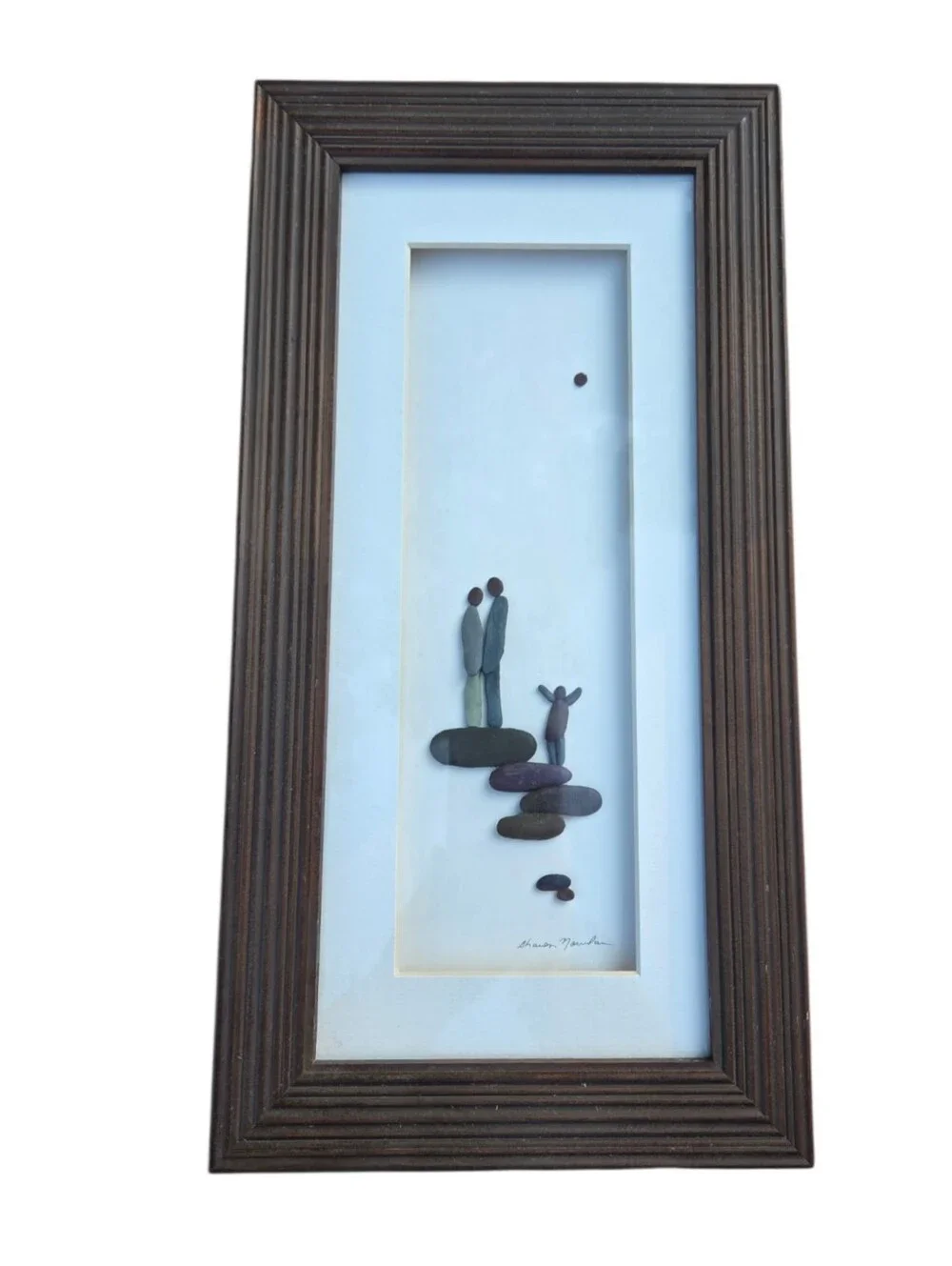 Sharon Nowlan From This Moment Framed Picture 3D Wood & Stone Family Beach Scene